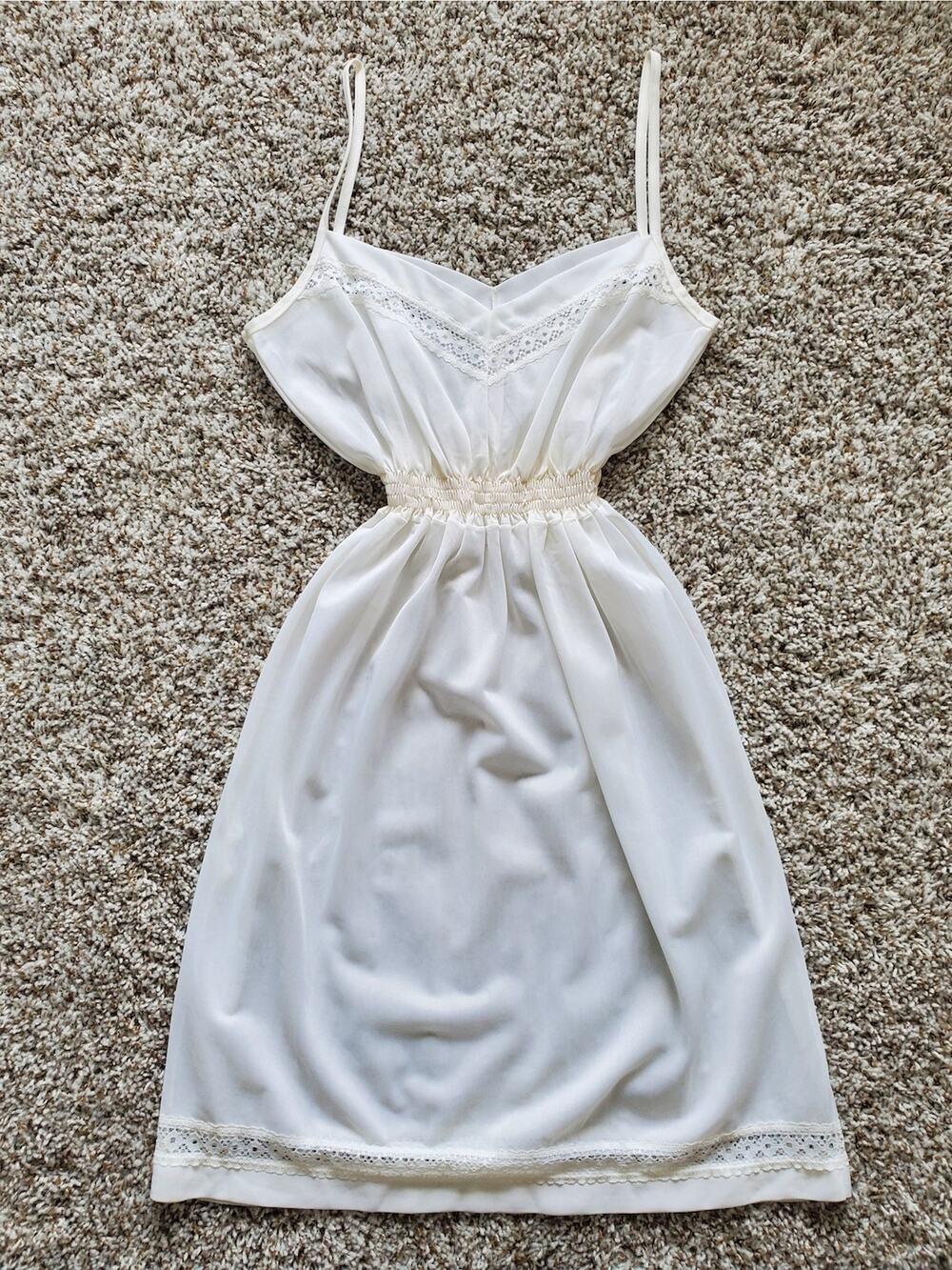 White Lace Long Dress Slip Lingerie Undergarment V-Neck Sleeveless